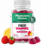 Physician’s Choice Fiber Gummies for Digestive Health & Regularity - Raspberry Lemon Flavor - No Sugar Added & Vegan - Natural Chicory Root Prebiotic Fiber - Daily Gummy for Adults, Women & Men - 60CT