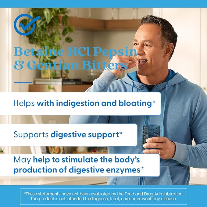 Doctor's Best Betaine HCI Pepsin & Gentian Bitters, Digestive Enzymes for Protein Breakdown & Absorption, Non-GMO, Gluten Free, 360 Count (Pack of 1)