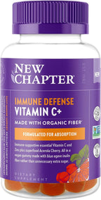 New Chapter Vitamin C+ Gummies – 35% Less Sugar§, Excellent Source of Vitamin C, Two Daily Gummies for Immune Support with Acerola Cherry, Vegan, Non-GMO, Gluten Free, Citrus Flavored, 60ct