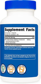 Nutricost Milk Thistle Capsules 300mg, 120 Capsules (80% Silymarin) - Gluten-Free & Non-GMO