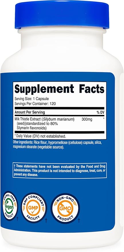 Nutricost Milk Thistle Capsules 300mg, 120 Capsules (80% Silymarin) - Gluten-Free & Non-GMO