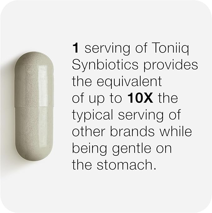 Toniiq Prebiotics and Probiotics – 200B TFU with Postbiotics IMMUSE® & ButyraGen® – 30 Strains – Shelf-Stable Synbiotic Formula – Third-Party Tested – 60 Capsules
