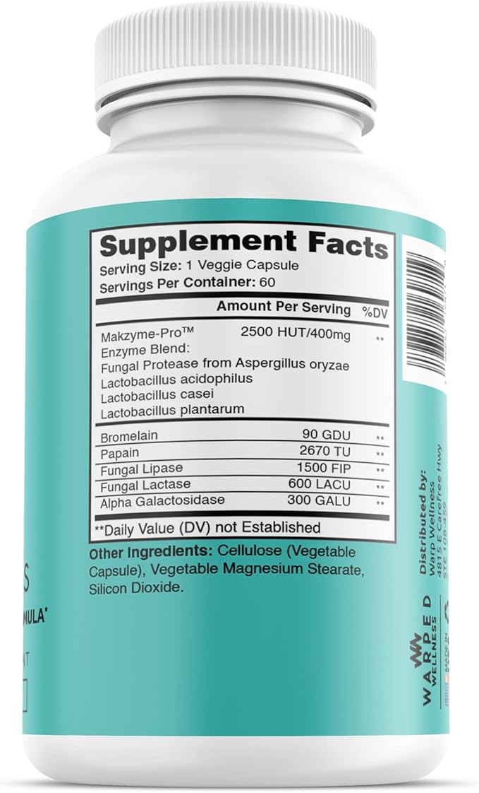 Warped Wellness Womens Gut Health Support Supplement | Female Probiotic Digestive Enzyme Vitamin | Papain Enzyme for Digestion Support | Gut Goddess