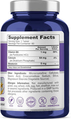 NusaPure Melatonin with Vitamin B6 & Calcium - Suitable for Vegetarian/Vegan, Non-GMO - 5 mg - 60 Tablets