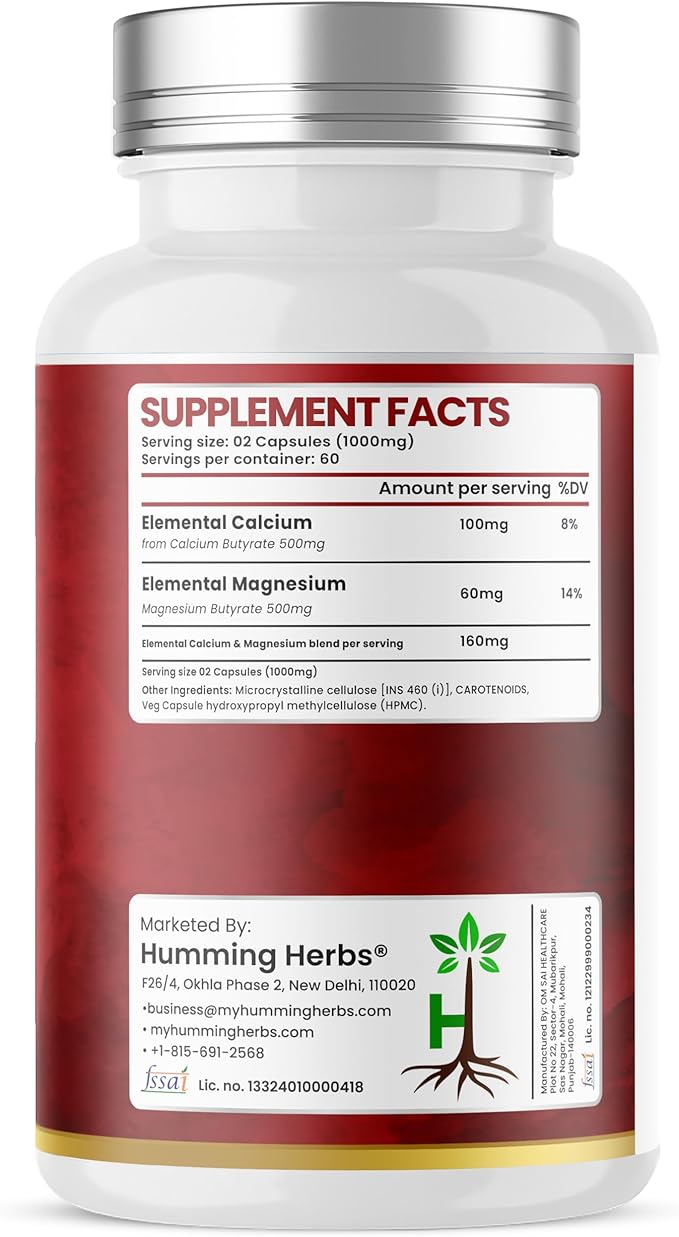 Humming Herbs Calcium Magnesium Butyrate Capsules (120)