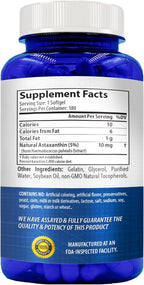 Astaxanthin Supplement for Men and Women | Antioxidant & Carotenoid Rich Astaxanthin 10mg From Haematococcus Pluvialis Microalgae for Eye & Skin Health Support (180 Day Supply) Packaging May Vary