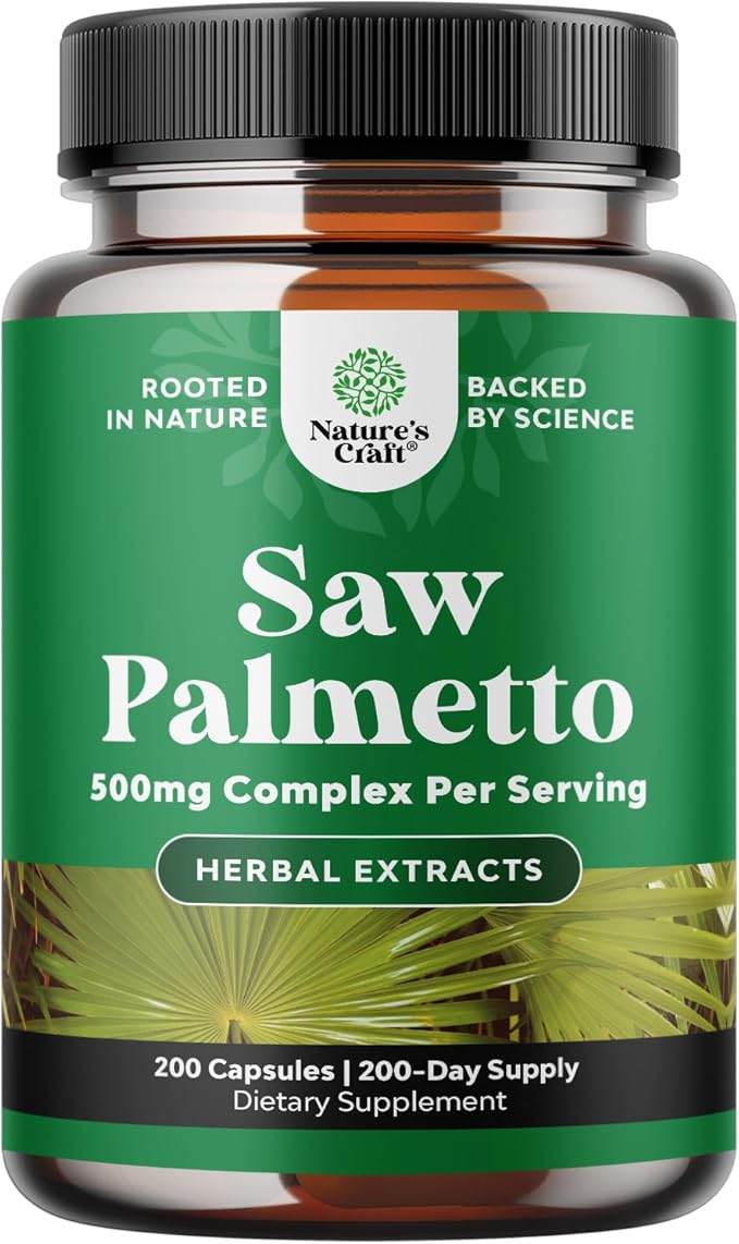 Natures Craft Saw Palmetto for Men with Beta Sitosterol - Saw Palmetto Extract Prostate Health Supplement for Men Bladder Control and Prostate Support - Restoring Hair Supplement - 200 Count