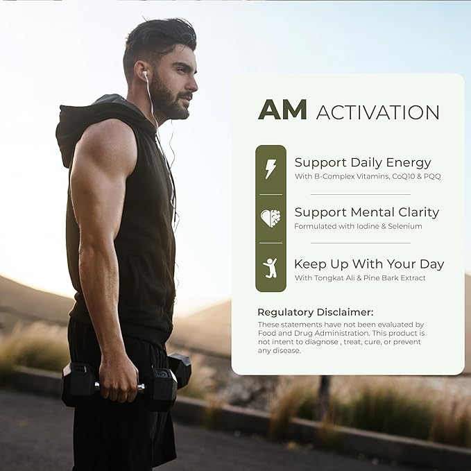 Dominus Multivitamins for Men | AM and PM Performance Formula with CoQ10, PQQ, KSM-66 Magnesium Zinc Bisglycinate | Nutritional Supplement for Energy Recovery and Sleep Support | 30 Day Supply