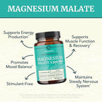 Magnesium Malate 1500MG | Energy & Nervous System Support | 300MG Elemental Mag Per Serving | High Absorption Magnesium Malate Capsules with VIT B6 + Black Pepper | Non-GMO | 90 Ct (1 Month Supply)