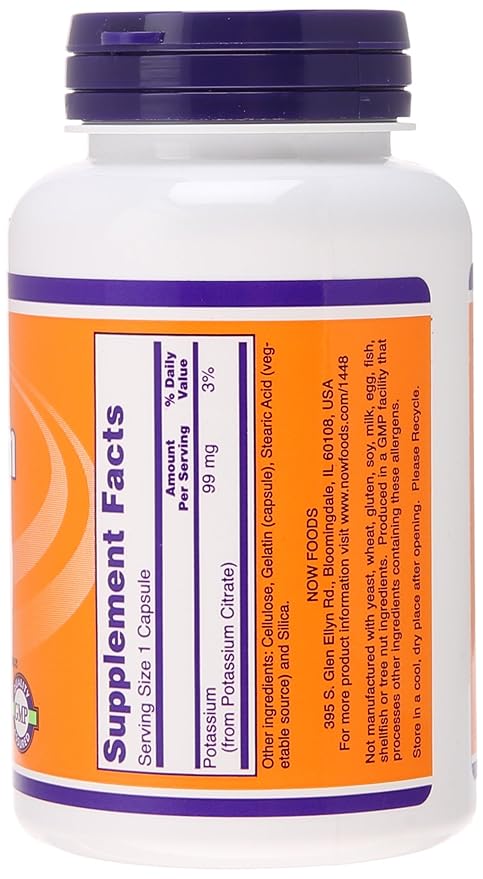 NOW Potassium Citrate 99 mg,180 Capsules