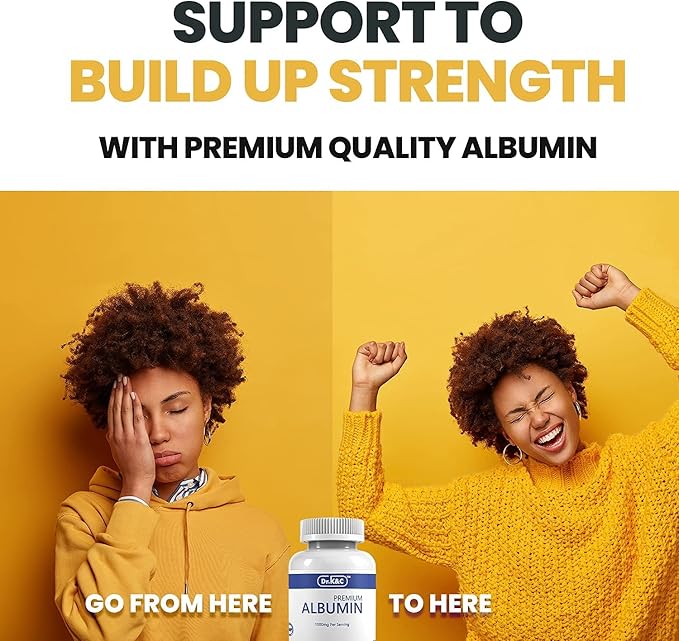 Dr.K&C Premium Albumin Protein Supplement – Extra Strength 1000 mg 120 Tablets Healthy Kidney Liver Promote General Wellness Energy Support Life Balance 1pk
