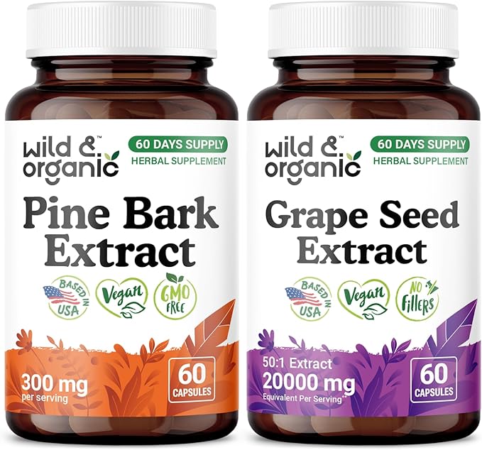 Wild & Organic Pine Bark Extract 60 Capsules & Grape Seed 60 Capsules