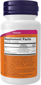 NOW Supplements, Vitamin B-12 1,000 mcg with Folic Acid, Nervous System Health*, 100 Chewable Lozenges