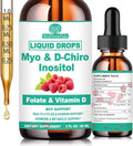 Myo Inositol & D-Chiro Inositol Supplement Liquid for Women- Ideal 40:1 Ratio Inositol Drops with MTHF Folate, Magnesium, Vitamin D, Supports Hormone Balance, Regular Cycles & Ovarian Health丨Vegan