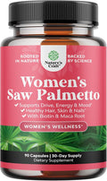 Extra Strength Saw Palmetto for Women 500mg - DHT Blocker for Women 30-Day Supply - Hair Vitamins for Hair Loss Supplement - Pure Saw Palmetto Extract Capsules with Maca Root & Biotin - 90 Count