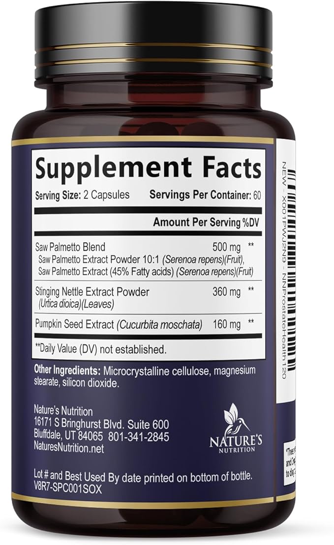 Prostate Health Supplements for Men - 3X Strength with Saw Palmetto Blend Stinging Nettle Root & Pumpkin Seed Support Complex - Supports Bathroom Trips Prostate & Urinary Health - 120 Capsules