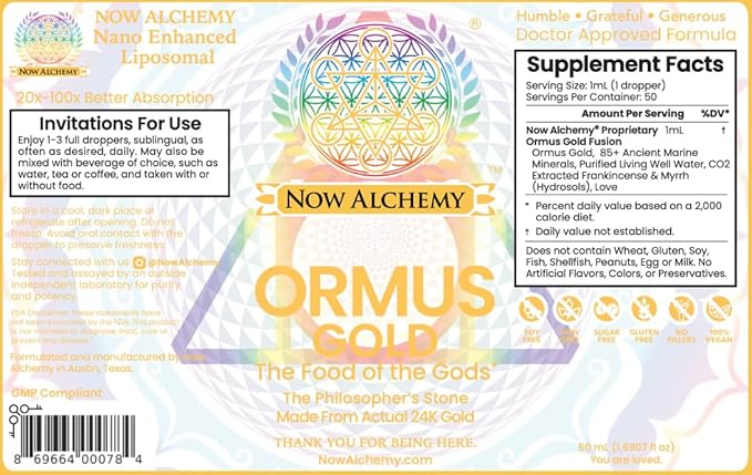 24K ORMUS Gold - from the Pioneers of ORMUS. Ocean Plasma Minerals with Actual 24K Monoatomic Gold. Sacredly Crafted with Reverence.