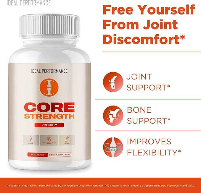 Core Strength Supplement Pills, Core Strength Capsules - All Natural Formula to Fortify Bones, Movement & Bolster Flexibility, CoreStrength Premium Health & Wellness Support Reviews (3 Pack)