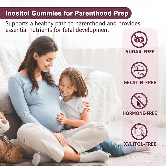 Myo-Inositol & D-Chiro Inositol Gummies Sugar Free, Ideal 40:1 Ratio Inositol Supplement for Women w/ Vegan Omega-3, D3, Magnesium, Methyl Folate, B12, Inositol Multivitamin for Women's Overall Health