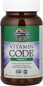 Garden of Life Multivitamin for Women, Men & Kids Age 6 and up, Vitamin Code Family Multi - 120 Vegetarian Capsules, Whole Food Vitamins, Food Blend & Probiotics, Gluten Free Dietary Supplements