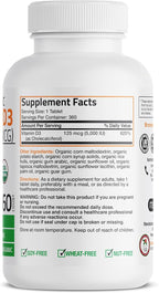Bronson Vitamin D3 5,000 IU (125 mcg) Certified Organic High Potency Non-GMO Vitamin D Supplement, 360 Tablets