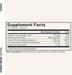 Amen Iron Ultra Supplement + Copper, Folate, Vitamin C and B12-2-Month Supply - Ferrous Sulfate Iron Vitamin - 65mg Per Serving - Folic Acid - Non-GMO Pills - 60 Capsules