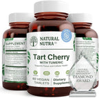 Natural Nutra Tart Cherry Extract with Turmeric Curcumin, Helps Reduce Muscle Soreness, Supports Immune System, Promote Joint Health, Improves Sleep Quality, Vegan, Vegetarian, Gluten Free, 60 Tablets