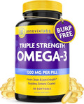 InnovixLabs Triple Strength Omega 3 Supplement, Burpless Fish Oil for Women and Men - 900 mg EPA & DHA, Brain & Joint Support, Award Winning & Third-Party Tested, 30 Softgels