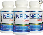 MAAC10 NADH + CoQ10 Chewable Tablets (3-Pack - 180 Tablets) | 50mg PANMOL® NADH + 100mg CoQ10 Supports Fatigue, Energy and NAD+, Non-GMO, Gluten Free, Vegetarian (3 Month Supply)