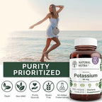 Natural Nutra Elemental Potassium Gluconate 99 mg Dietary Supplement – Promotes Energy, Helps Boost Nervous System, Promotes Heart Health, Mineral Regulation, Muscle Function - 250 Vegan Tablets