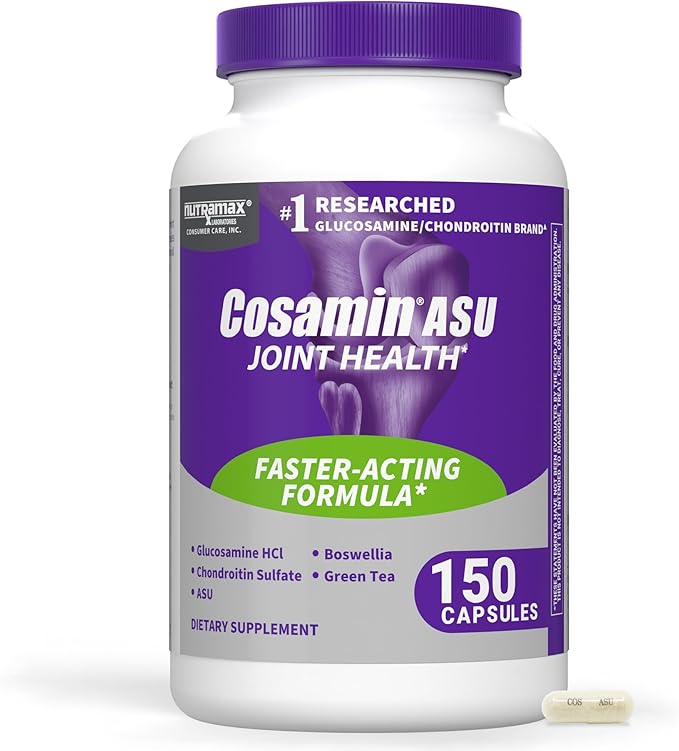 Nutramax Laboratories Cosamin® ASU Joint Health Supplement with Glucosamine, Chondroitin & ASU for Adult Men & Women, Joint Supplement, 150 Capsules