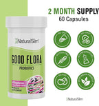 NaturalSlim Good Flora, Probiotics for Women & Men - Gut Health Supplements with 7 Powerful Strains for De-Bloating & Vitality - Probiotics for Digestive Health, 60 Vegetarian Capsules, 3 Pack