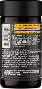 ONNIT Alpha Brain Nootropic Brain Supplement for Focus, Memory, Mental Clarity, Cognitive Support with L-Theanine and Vitamin B6, 60 Count Capsules