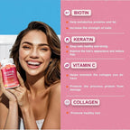Biotin 10000mcg Keratin Collagen Gummies Supplements Hair Nails Vitamins Daily Hair Nail Growth & Strengthener Gummies for Women Vegan Biotin and Vitamin C Gummy 60 Count