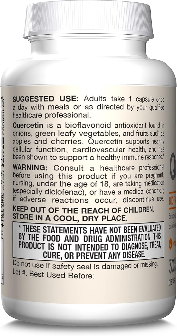 Jarrow Formulas Quercetin 500mg Capsules - 30 Veggie Caps - Supports Antioxidant Status, Cardiovascular Health & Immune Health - 30 Servings