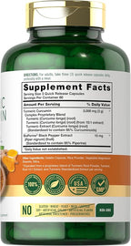 Carlyle Turmeric Curcumin Supplement | 180 Capsules | with Black Pepper, Curcuminoids and Bioperine | Non-GMO, Gluten Free
