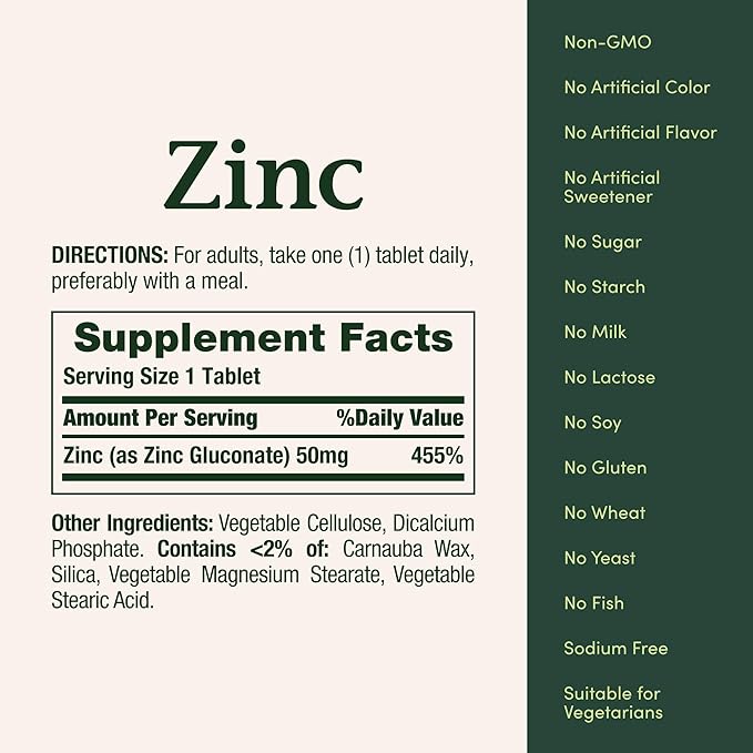 Nature’s Bounty Zinc 50mg Immune System, Skin, & Antioxidant Health Support Contributes to DNA Formation Vegetarian, Non-GMO, Gluten Free | 100 Caplets, 1 Serving Per Day for Daily Health (Pack of 3)