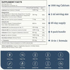 (4 Pack) 10 in 1 Calcium Magnesium Zinc Supplement, Magnesium Glycinate Complex Liquid Drops with Vitamin D3 K2 B6, Vegan Calcium Citrate Bone & Immune Health Support, Sleep & Cramps, Boron, 1 Fl Oz