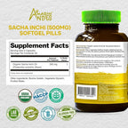 Amazon Andes Sacha Inchi Oil Capsules 500mg - Omega 3 6 9 Fatty Acids from Peru - 100 Softgels - Cold Pressed Virgin Inca Peanut Oil - Plukenetia Volubilis - Vegan Plant Based Non-GMO