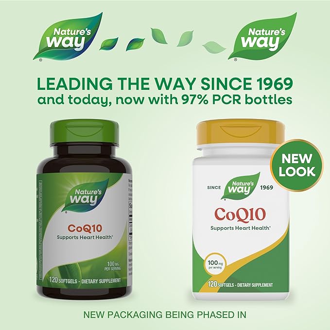 Nature's Way CoQ10 with Ubiquinone, Supports Heart Health*, Supports Cellular Energy Production*, 100 mg per Serving, 120 Softgels (Packaging May Vary)