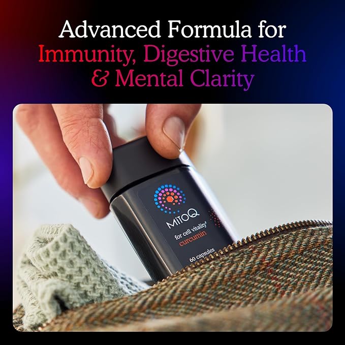 MitoQ Curcumin Longvida Lipidated Formula Mitochondria-targeted Antioxidant | Ultra Bioavailable & Sustained Action Free-Form Curcumin, 180 Capsules