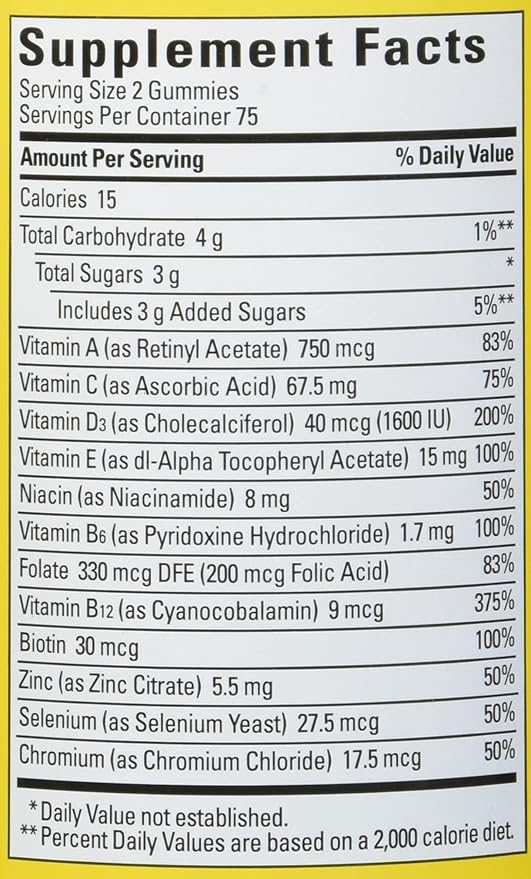Nature Made Multi for Him, Mens Multivitamins Gummies, Energy Metabolism Support, Multivitamin for Men, 150 Gummy Vitamins and Minerals, 75 Day Supply, (Pack of 2)