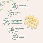 Super Vitamin K Complex (K2 MK7 + MK4 & K1), 360 Coconut Oil Softgles | Easily Absorbed K Vitamins, Active Menaquinone Complex | Non-GMO