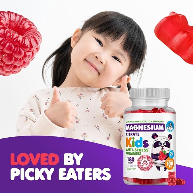 DR. MORITZ Sugar-Free Calm Magnesium Gummies for Kids and Adults - Non-GMO Magnesium Citrate Gummies - Raspberry Flavor - 1-Pack (180 Count)