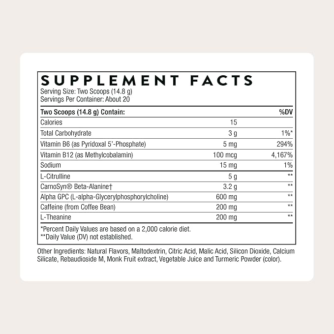 THORNE - Advanced Pre-Workout - Pre-Workout Powder Supplement with Amino Acids, Naturally Derived Caffeine, Alpha GPC & Beta-Alanine - Rainbow Sherbet - NSF Certified for Sport - 20 Servings
