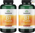 Swanson Vitamin B1 (Thiamin) - Promotes Healthy Metabolism and Provides Energy Support - Natural Vitamin Supplement Supporting Optimum Nerve Cell Function - (250 Capsules, 100mg Each) (2 Pack)