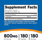 Nutricost L-Glutamine 800mg, 180 Capsules (2 Bottles)