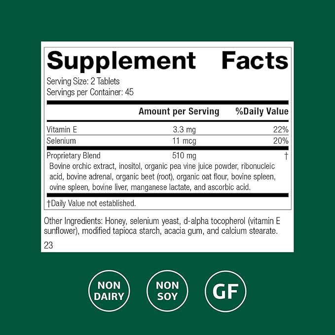 Standard Process Cataplex E - Thyroid Health Support with Antioxidant Vitamin E & Selenium - Endocrine Gland Health Support - Gluten-Free, Non-Dairy & Non-Soy - 90 Tablets (45 Servings)