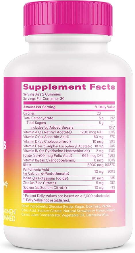 Pink Stork Biotin, Antioxidants, Vitamin E Multivitamin for Teens - Clinically Studied Vitamins + Nutrients for Teens - Beautiful Hair, Radiant Skin, Strong Nails, + Immune Support - 60 Berry Gummies