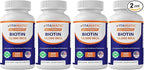 Vitamatic Biotin 10,000 mcg (10 mg) for Stronger Hair, Skin & Nails - 365 Vegan Tablets- Also Called Vitamin B7-4 Pack